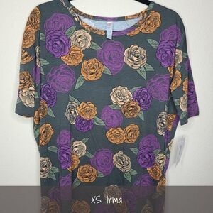 LuLaRoe Irma Tunic Extra Small XS Floral Purple NEW